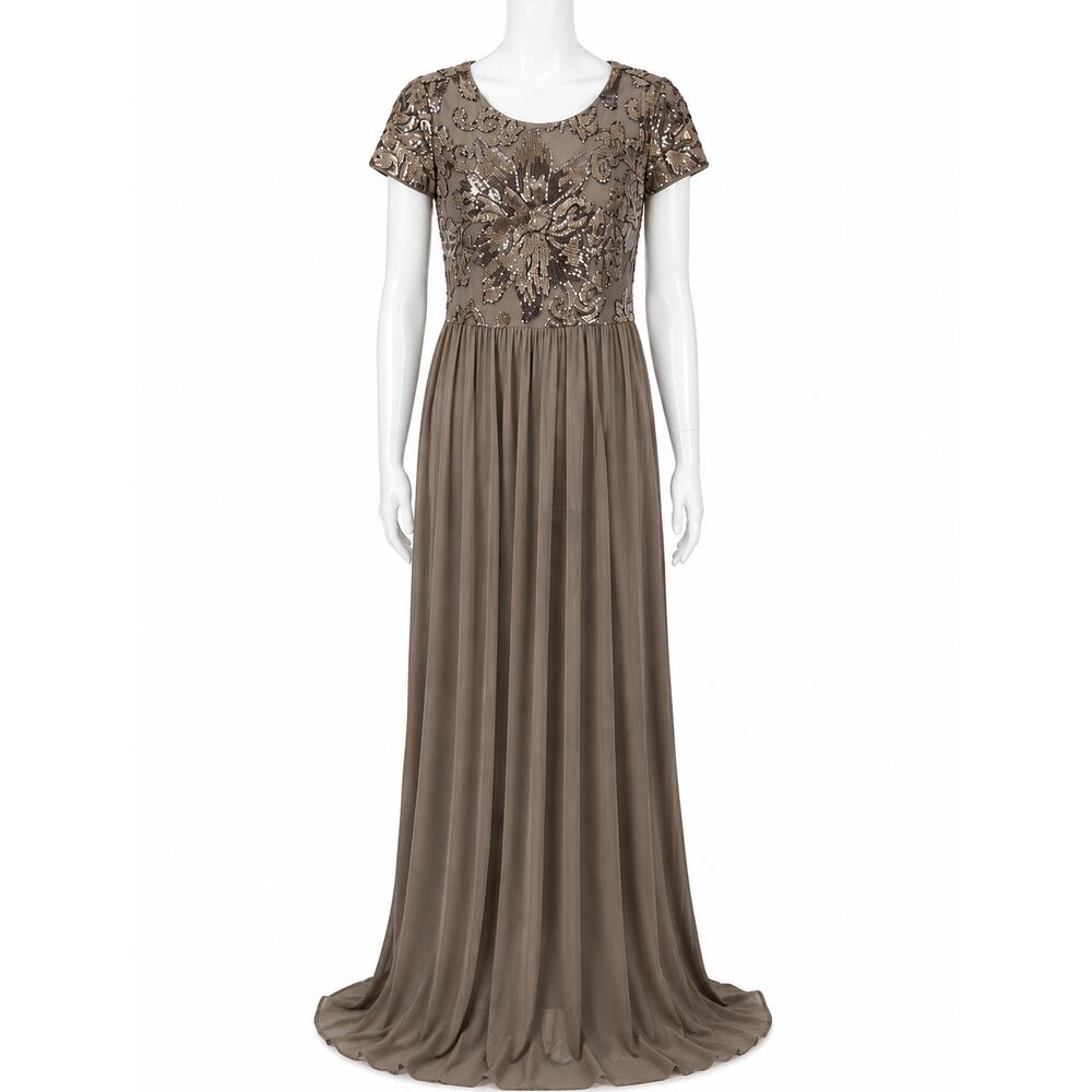 Betsy Adam Beaded Sequin Gown Mother Bride Groom Formal Dress Long 12